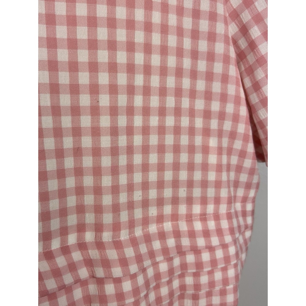 Vintage Sunshine Starshine Pink White Gingham Plaid Dress 12 Midi Cottagecore - Picture 5 of 7
